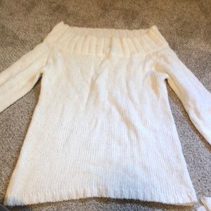 White off the shoulder sweater